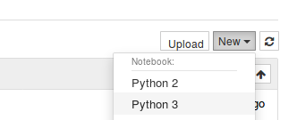 Figure 1. Impression écran illustrant la création d'un nouveau notebook jupyter en python 3.